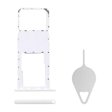 Imagem de BESJMYT Substituição da bandeja do cartão SIM para Samsung Galaxy A02s (versão SIM único) Adaptador de suporte de slot de bandeja de cartão branco com ejetor de agulha para A02s SM-A025U SM-A025U1