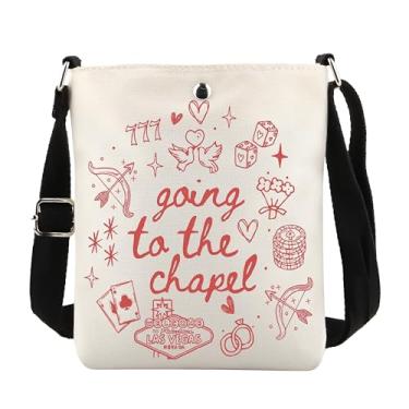 Imagem de POFULL Bolsa tiracolo Going to The Chapel, presente de noiva para noivado, presente com tema de Las Vegas, presente de festa de casamento, To the Chapel