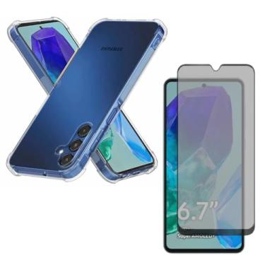 Imagem de Capa Capinha Anti Impacto + Película Privacidade 3D Para Galaxy M55 Tela De 6,7 Polegadas - (Bluepink)