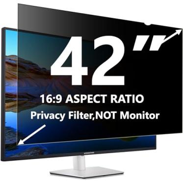 Imagem de ACONETMAX Filtro de tela de privacidade de computador de 42 polegadas para monitor de TV panorâmico 16:9, proteção ocular removível antirreflexo, película de luz azul, protetor de tela antiespionagem