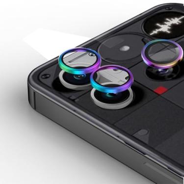 Imagem de Zeking (1 conjunto) Protetor de lente para câmera Nothing Phone 3, resistente a arranhões, claridade HD, ultrafino, vidro temperado 9H com bordas de alumínio, capa de lente de metal individual (cor )