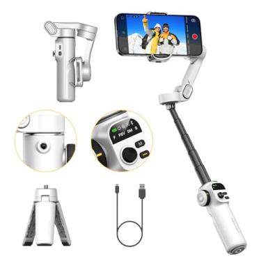 Imagem de AOCHUAN Estabilizador Gimbal para iPhone, Gimbal de telefone com rastreamento de rosto/objeto para gravação Vlog, estabilizador de telefone de 3 eixos com haste de extensão de 19 cm e tela OLED para