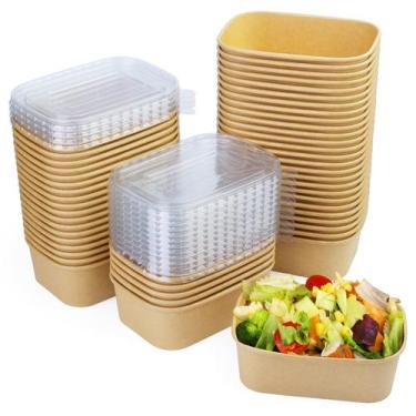 Imagem de Recipientes de salada de papel descartáveis Fniiva 750mL (pacote com 5
