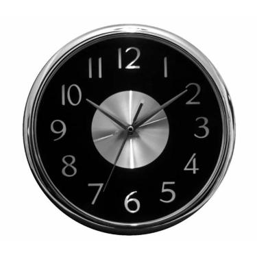Imagem de Relógio De Parede Redondo Preto E Prata 30 X 30 Cm Bonito