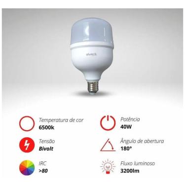 Imagem de 2X Lâmpada Led 40W Alta Pontência E27 Branca Fria 6500K Cor