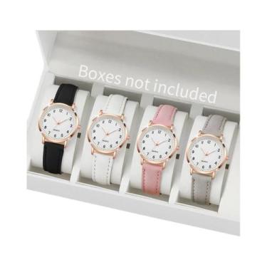 Imagem de Relógio de quartzo árabe feminino, pulseira de couro, analógico, casua