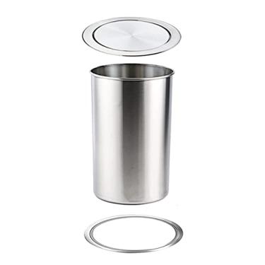 Imagem de Caixotes de lixo, lixeira redonda, bancada de cozinha, lixeira embutida com tampa de aba de equilíbrio, lata de lixo escovada com tampa rotatiflip de 360 graus/L/L/a