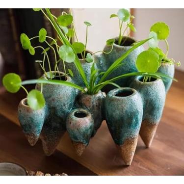 Imagem de RISEON Vaso de cerâmica para arranjos de flores, suporte de arranjo floral, sapo, arte Ikebana, vaso de flores, centro de mesa floral para mesa de jantar, casa, escritório, decoração de casamento