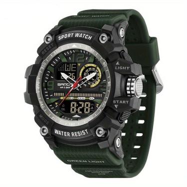 Imagem de Relógio Esportivo Digital Multifuncional Resistente À Água 50m Alarme Verde Militar