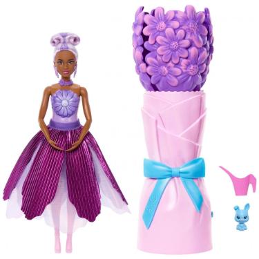 Imagem de Boneca Barbie Petal Pop Daisy perfumada Mattel vestido floral roxo fragrância flor coelho buquê revelação acessórios 2025
