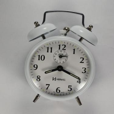 Imagem de Relógio Despertador Mecânico Metal Herweg - 2208, Branco