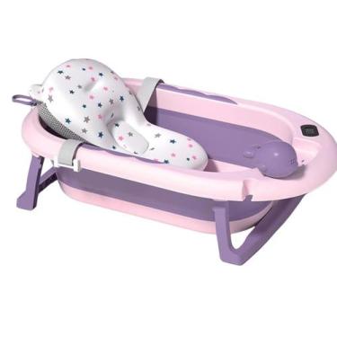 Imagem de Banheira Com Termômetro Digital Para Bebê Com Almofada De Banho Flutua