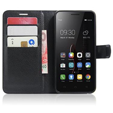 Imagem de Capa carteira Lenovo VIBE C/A2020, capa carteira flip de couro PU premium com compartimento para cartão, suporte e fecho magnético [capa interior à prova de choque de TPU] Compatível com Lenovo VIBE