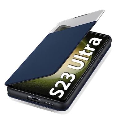 Imagem de Fangroney Capa flip para Samsung Galaxy Note 20 Ultra S-View [Clear View] Note 20 Ultra Flip Capa carteira para Galaxy Note20 Ultra 5G Capa protetora transparente para Note 20 Ultra (azul)