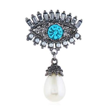 Imagem de Broches de cristal retrô com olhos turcos na moda, lindo broche de olhos abstratos de strass criado boa ideia para festa, dança, casamento, banquete para mulheres elegantes e meninas, Metal, Cristal