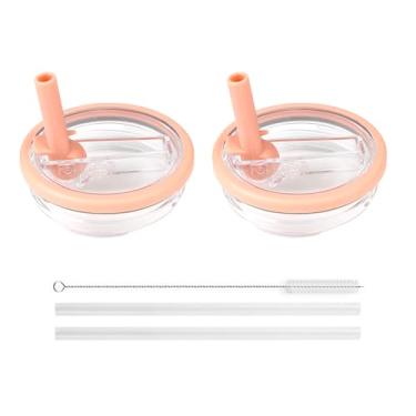 Imagem de Pacote com 2 tampas de canudo de substituição de 1,134 g, não pareil, compatíveis com Stanley Quencher, à prova de vazamento e respingos, tampas reutilizáveis não pareil (Rosa)