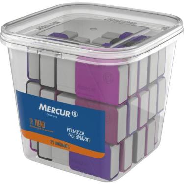 Imagem de Borracha Branca TR TREND com Capa Cores Sortidas Pote com 24 - Mercur