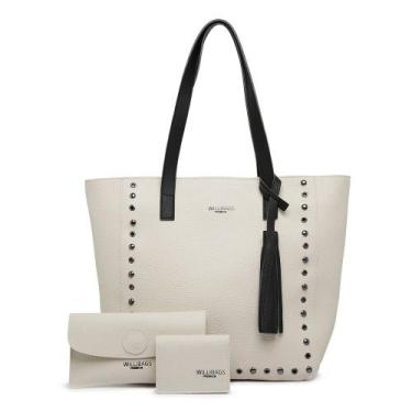 Imagem de Bolsa Ombro Feminina 3 Peças +Carteira +Porta Cartão Branco - VilelaGG