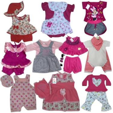 Imagem de Lote com 10 roupinhas de bebê menina vestido macacão conjuntos - Duda 