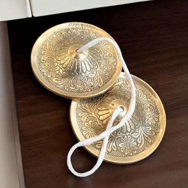 Imagem de Par de sinos de meditação Tingshas tibetanos auspiciosos Manjira, 12 cm