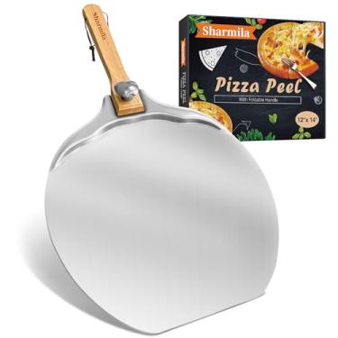 Imagem de Espátula de pizza de alumínio de 30,5 cm, pá de pizza em forma de maçã atualizada com alça dobrável para fácil armazenamento, espátula de pizza profissional Sharmila para fazer pizza em casa