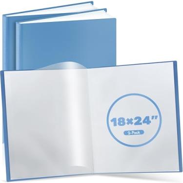 Imagem de 2 fichários para portfólio de 45 x 61 cm com mangas de plástico, grande organizador de documentos resistente, pastas de pintura de arte com 30 bolsos para apresentação de obras de arte, partituras