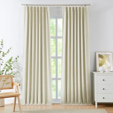 Imagem de WEST LAKE Cortinas blackout plissadas de pérola marfim Bailey 112 polegadas de comprimento, cortinas modernas para quarto com forro, tratamento de janela com isolamento térmico para quarto, ganchos