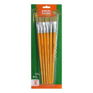Imagem de Pincel Escolar Chato Cabo Longo Ref.815-16 - Leoeleo