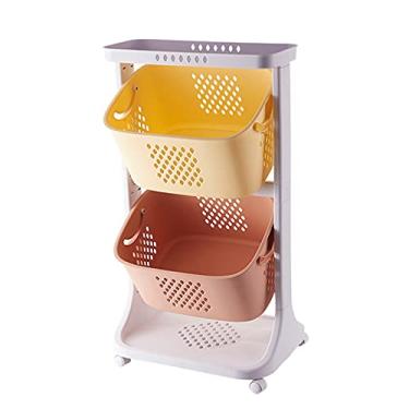 Imagem de Cesto de brinquedos para crianças para quarto de meninos e meninas, prateleira organizadora de cesta de lavanderia pequena com rodas e 2/3 cesto de roupa, carrinhos de classificadores de lavanderia