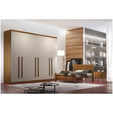 Imagem de Guarda Roupa Casal Bahia 6 Portas 4 Gavetas Rufato Imbua / Off White