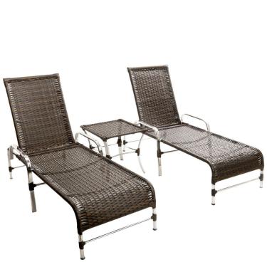 Imagem de 2 Espreguiçadeiras Esteira e 1 Mesa de Centro Garden Pedra Ferro