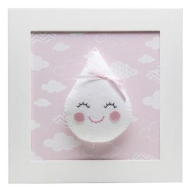 Imagem de Quadro Decorativo Gota Com Carinha Rosa Quarto Bebê Infantil - Potinho