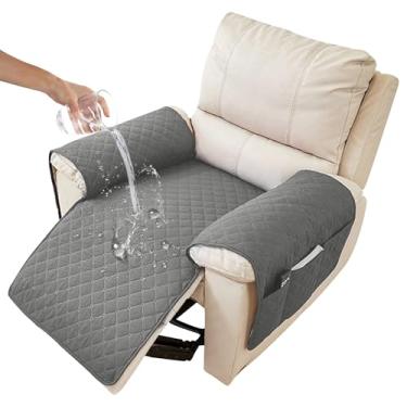 Imagem de MEHIDFY Capa de braço para assento de sofá, impermeável, protetor de braço para sofá, antiderrapante, suporte remoto para poltrona, suporte reclinável de dois lados com 3 bolsos para controle remoto