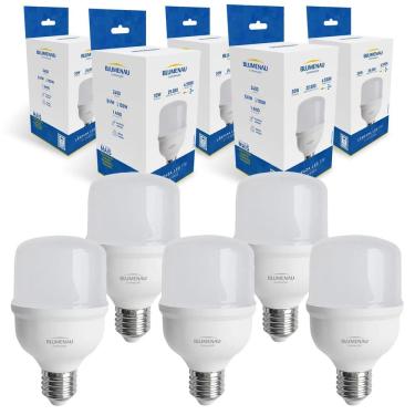 Imagem de 5x Lâmpada Bulbo Led Alta Potência E27 Luz Amarela 30w 3000k