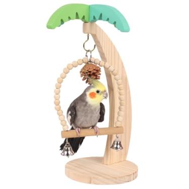 Imagem de Parque de diversão, coqueiro, papagaios, poleiro de pássaros, suporte de madeira com brinquedo de mastigar para periquito, conure, periquito, periquito, periquito, periquito, periquito, periquito