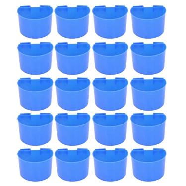 Imagem de Bacia do Alimento do Pássaro de 20 Pces, Conjunto Plástico da Calha do Alimentador da Gaiola do Copo de Alimentação da água do Papagaio da (Azul)