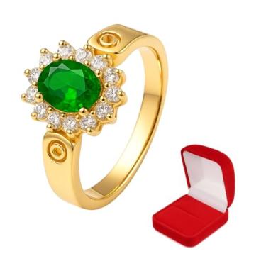 Imagem de Anel Aliança de Ouro Banhado 18k 750 725 Azul, Verde, Vermelho + Caixinha Veludo Vermelha (Verde, 15)