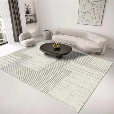 Imagem de Tapete grande, macio e fofo, verde e creme, para quarto, sala de estar, escritório, sala de estar, decoração de casa (180 x 200 cm (70 x 78 pol.)/hxx-250815001000)