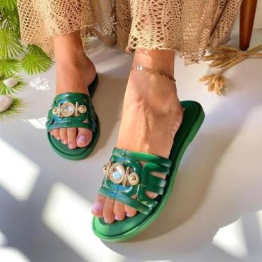 Imagem de Sandalia Feminina Veneza Strass Brilho Rasteirinha Antiderrapante Chin