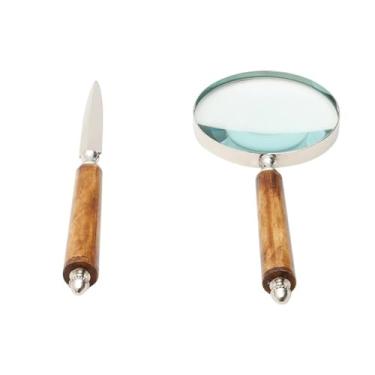 Imagem de WOLFF - Conjunto Abridor de Carta e Lupa de Aço Inox com Cabo de Osso