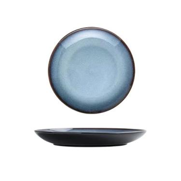 Imagem de Lata de lixo Forno chinês mudança de cerâmica de alta qualidade placa de comida ocidental criativo restaurante bit no prato personalizado utensílios de mesa do hotel(Blue)