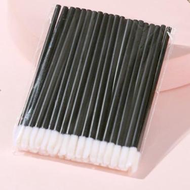 Imagem de 50 aplicadores de lábios pretos descartáveis, varinhas aplicadoras de batom, varinhas de brilho labial, kits de ferramentas de maquiagem perfeitos
