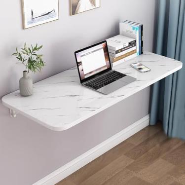 Imagem de Mesa dobrável montada na parede, bancada de trabalho dobrável para escritório em casa e cozinha, sala de jantar, lavanderia, design de economia de espaço com recurso dobrável.