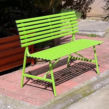 Imagem de Bancos de ferro forjado para banco de jardim externo à prova de vento à prova de chuva e à prova de desbotamento, estrutura de metal para banco externo, assento para parque, varanda, quintal, carga