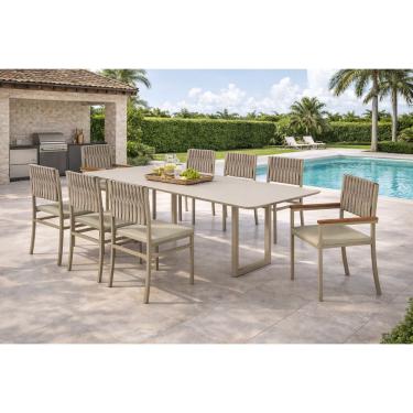 Imagem de Conjunto Gourmet náutica 8 cadeiras Elegance Solare-pérola
