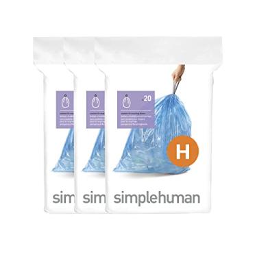Imagem de simplehuman Sacos de lixo com cordão de ajuste personalizado Code H em pacotes de dispensador, 60 unidades, 30-35 litros / 8-9,2 galões, azul