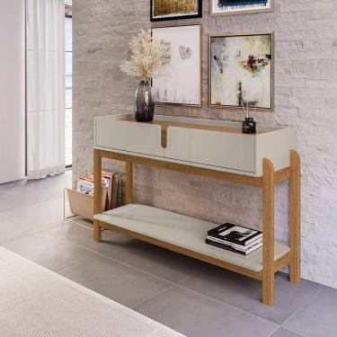 Imagem de Aparador para Sala de Estar 2 Gavetas Lizz Off White/Cedro