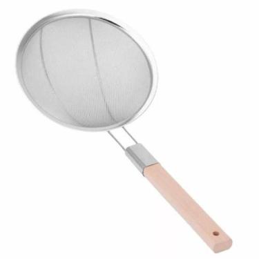 Imagem de Peneira Escumadeira Malha Fina Inox e Madeira 20cm - Unyhome