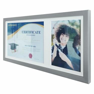 Imagem de Quadro Painel para Fotos de Formatura Certificado e Diploma com Vidro Cor:PRATA E BRANCO;Tamanho:53,5X27CM