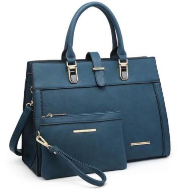 Imagem de Bolsa Dasein Flap-over Belt Shoulder Tote Satchel Teal